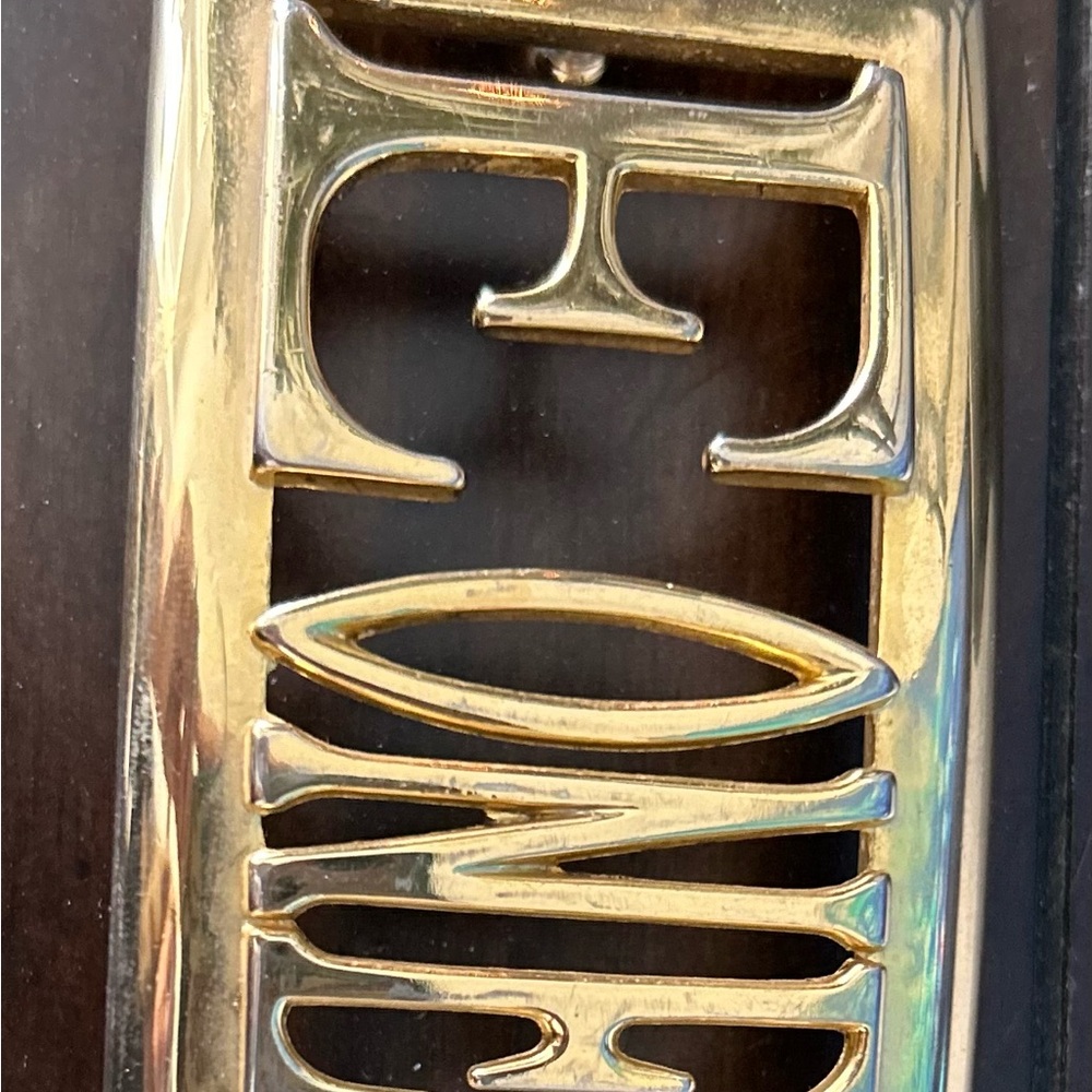 ESCADA E-ONE Gold Buckle Leather Belt Size 38 Small gold